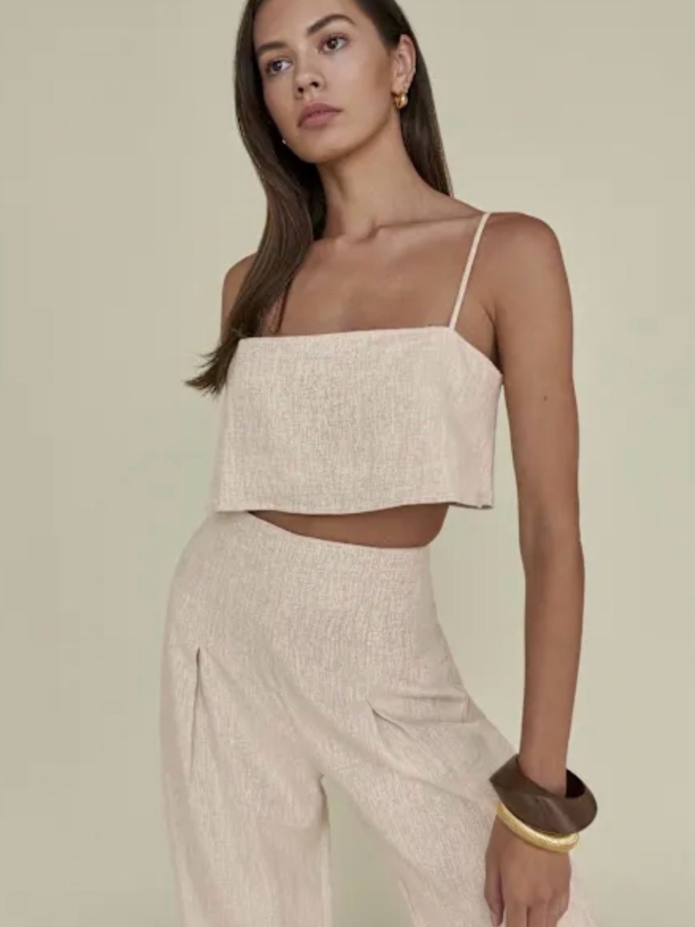 Reformation Linen Cleo Set in Oatmeal